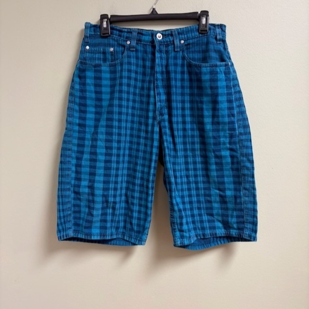 Levi's SilverTab Baggy Plaid Shorts Mens 30* Blue Y2K Skater Vintage 90s